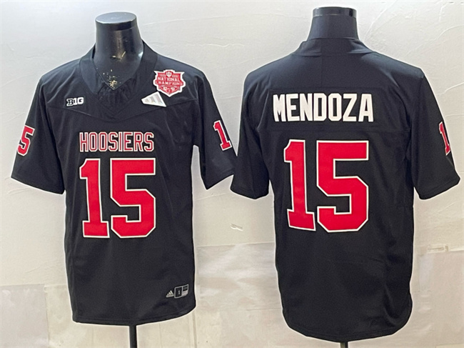Men's Indiana Hoosiers #15 Fernando Mendoza Black F.U.S.E. 2025 National Champions Patch Stitched Football Jersey
